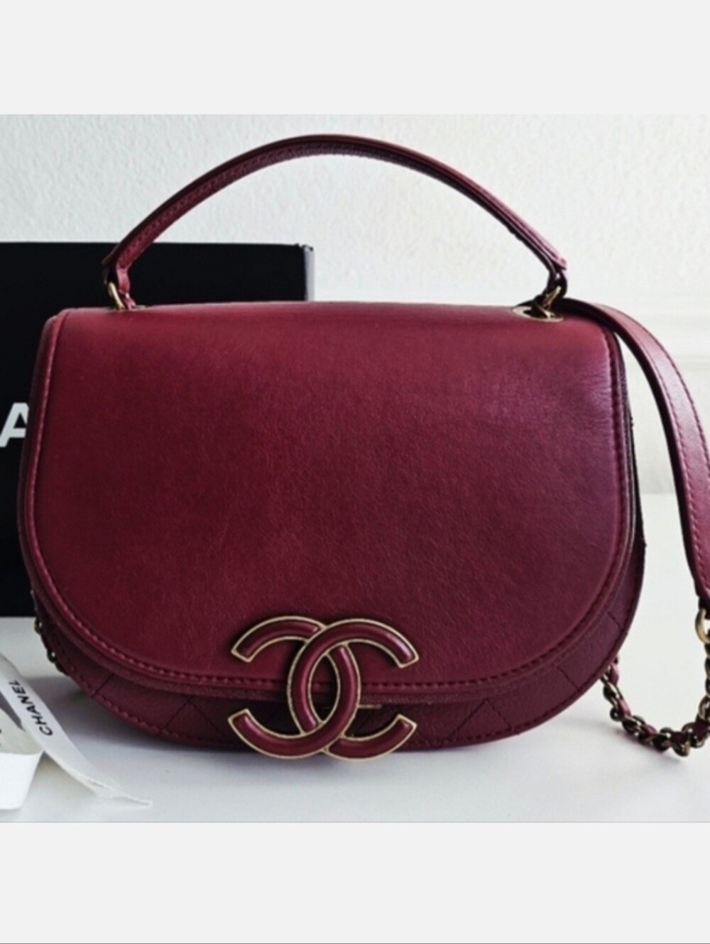 New Unused Chanel Bordeaux Coco Two-way Leather Bag